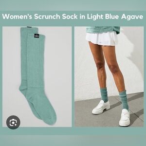 NWT Alo Yoga Scrunch Socks in Light Blue Agave (M/L)